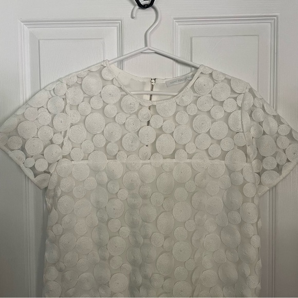 Anne Fontaine White Short Sleeve Blouse 42 EUC - Picture 2 of 5